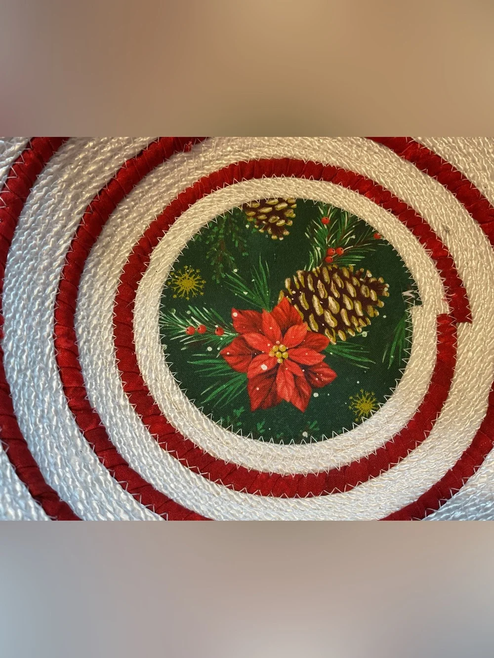Handmade Festive Red & White Rope Bowl - Holiday Centerpiece
